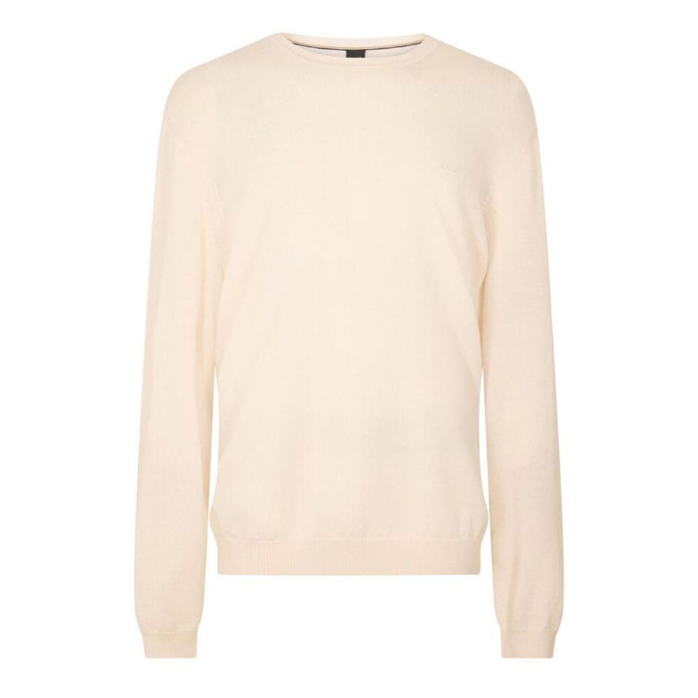 Boss Mens Crew Neck Regular Long-Sleeved Sweatshirt / White